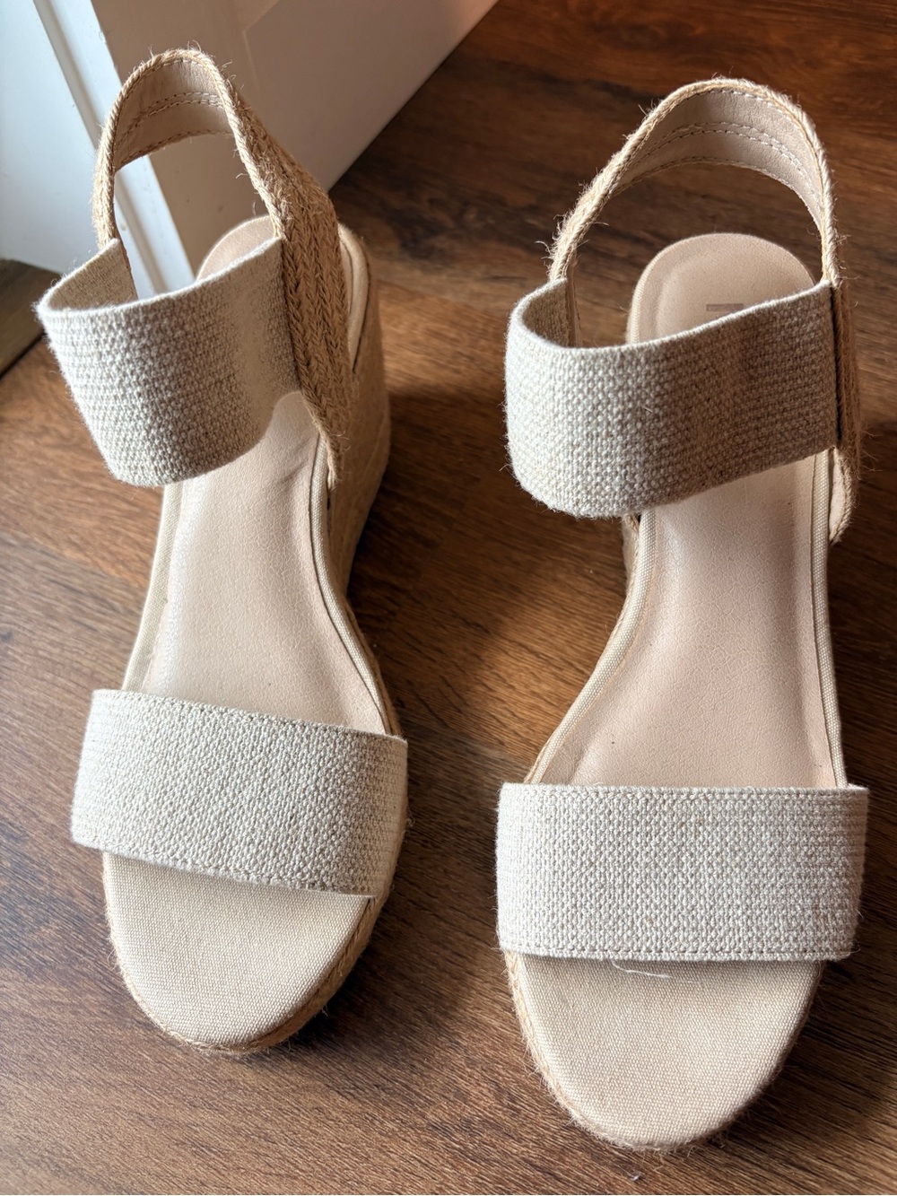 MIA Beige Canvas Wedge Sandals